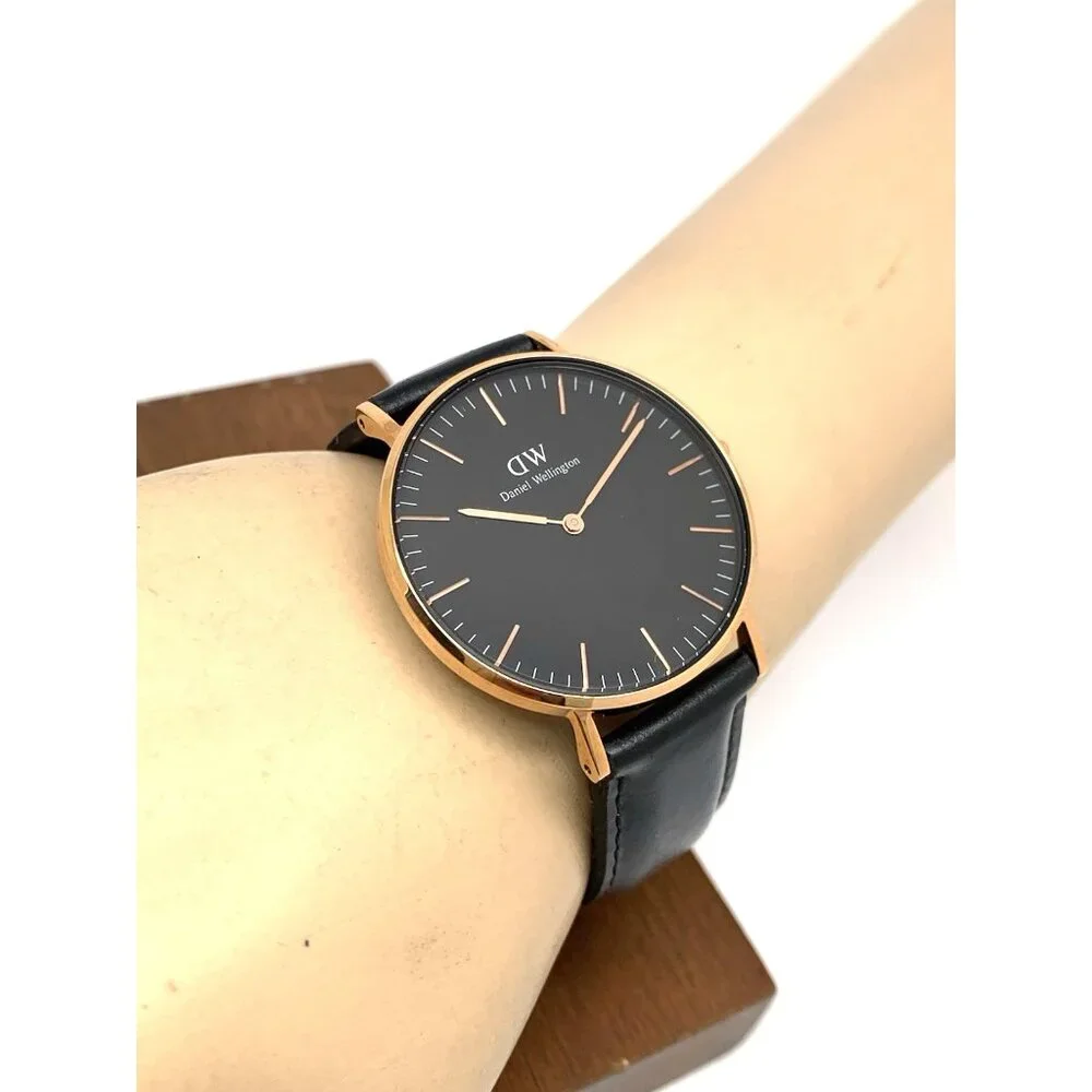 Daniel Wellington Women's Watch DW00100139 Rose Gold Black Leather Strap 36mm